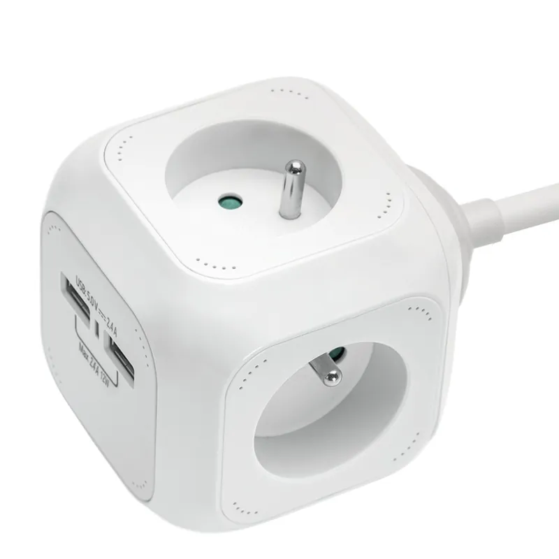 Multiprise cube 4 prises + 2 USB-A blanc - DEBFLEX Must-Have