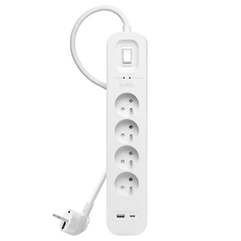 Multiprise parafoudre avec interrupteur 4 prises + 2 USB-A+C blanc - DEBFLEX Promotion Saisonnière