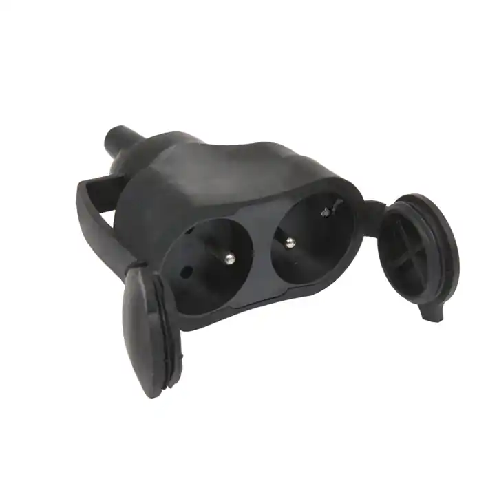 Double fiche électrique femelle étanche 2 pôles + terre 16A noire - DEBFLEX Réduction