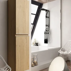 Colonne de salle de bains Inglet 150 x 35 x 30 bois mélaminé coloris bambou - EGORE Top Vente