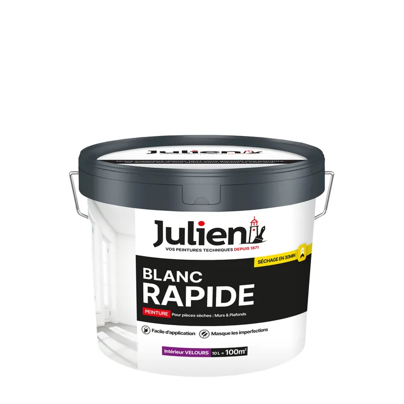 Vente Flash Peinture acrylique Rapide blanc W velours 10L - JULIEN