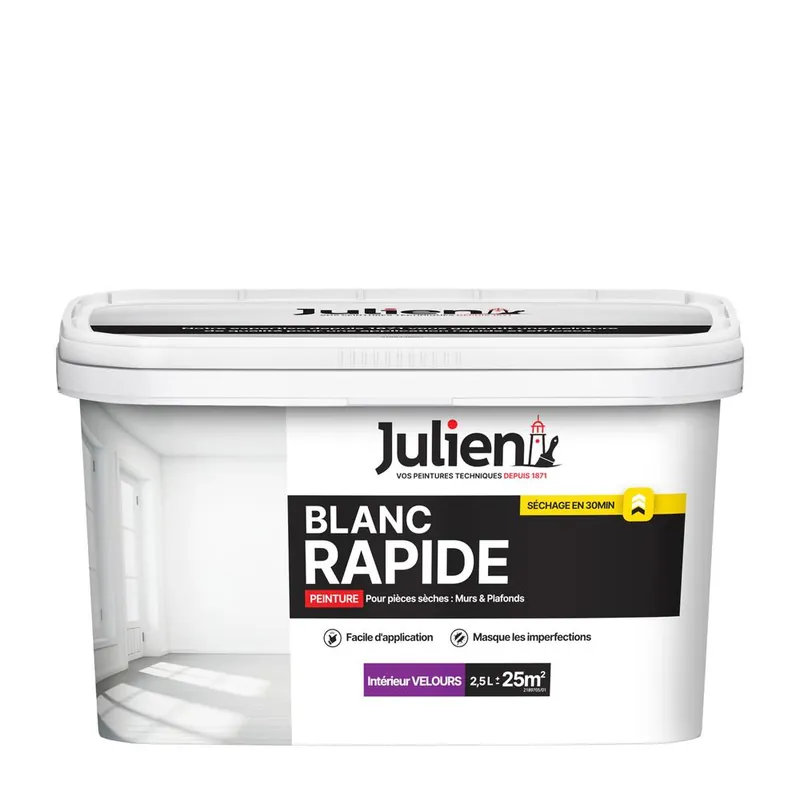 Prix Réduit Peinture acrylique Rapide blanc W velours 2,5L - JULIEN
