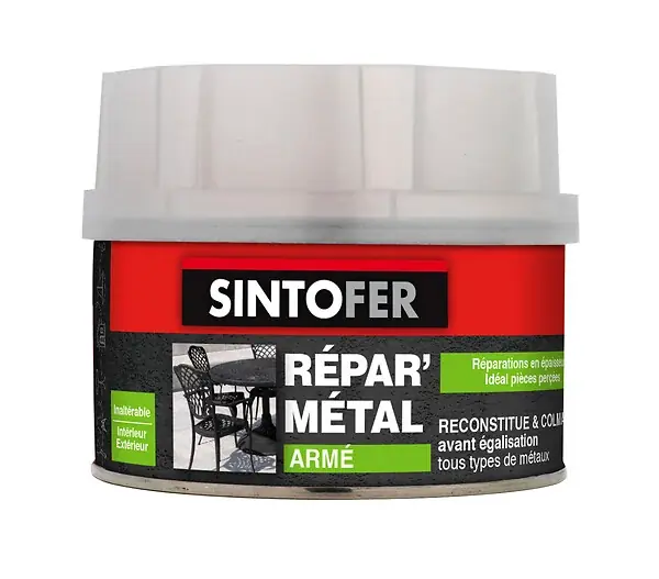 Mastic polyester armé bi-composant - Réparation métal - 190g SINTO Satisfait Ou Remboursé