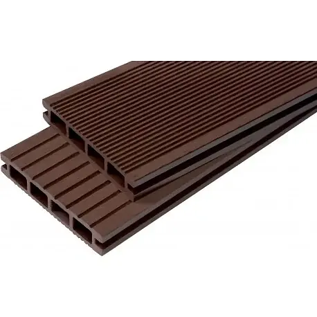 Lame terrasse bois composite alvéolaire Dual Chocolat, L 240 cm, l 14 cm, E 25mm, Surface couverte en m² - 0.34 MCCOVER Prix Bas