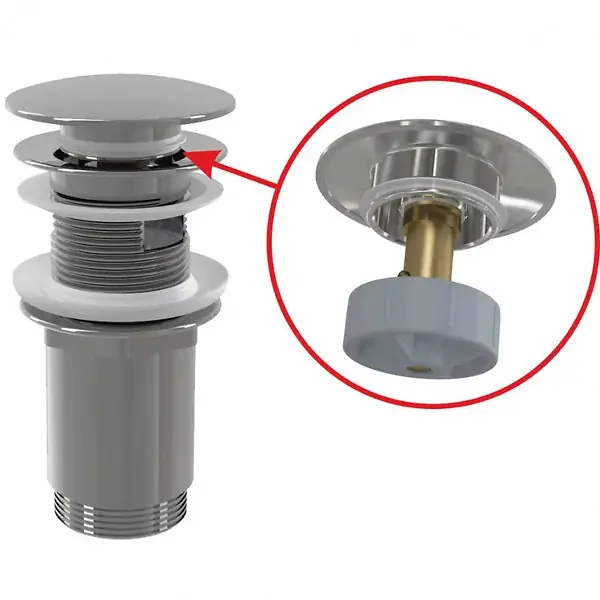 Bonde Clic-clac raccord 5/4", pour lavabo avec trop-plein, Laiton chromé (A392C) ALCA Nouvel Arrivage
