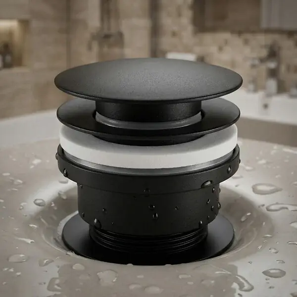 Bonde clic-clac 5/4 avec trop-plein noir mat pour lavabo et vasque (VF785BL) SWISS AQUA TECHNOLOGIES Réduction