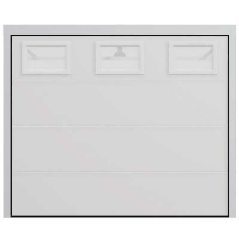 Certifié Porte de garage sectionnelle motorisée avec hublots l.240 x h.200 cm lisse blanche - SPADONE