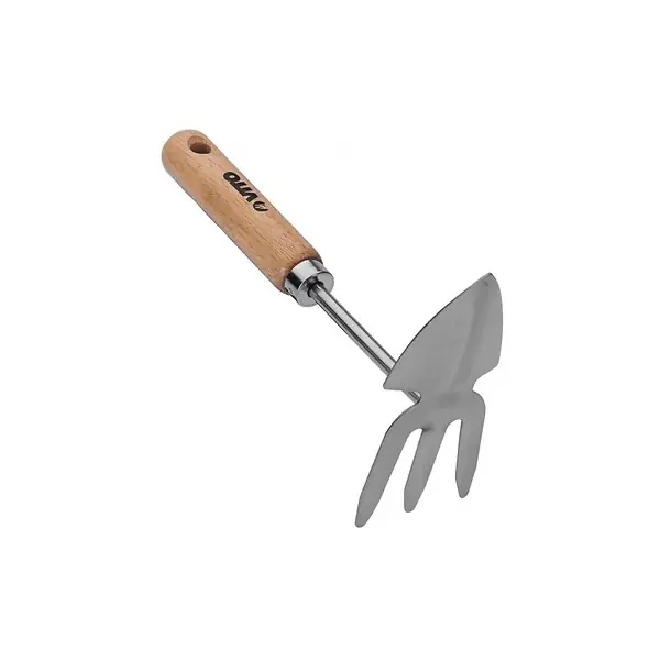 Soldes Serfouette de jardin 3 dents et panne pointue Manche bois Inox et Fer forgé à la main VITO