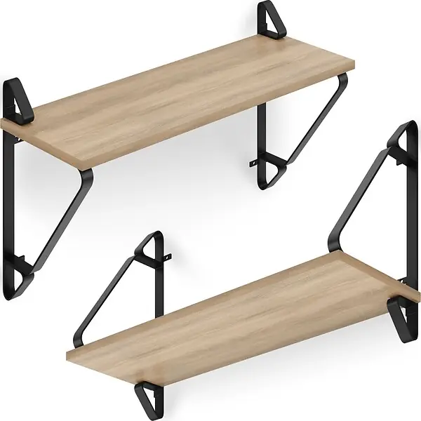 Nouvelle Collection 2 étagères suspendues Irvine Bois clair industriel, Chêne Sonoma TECTAKE