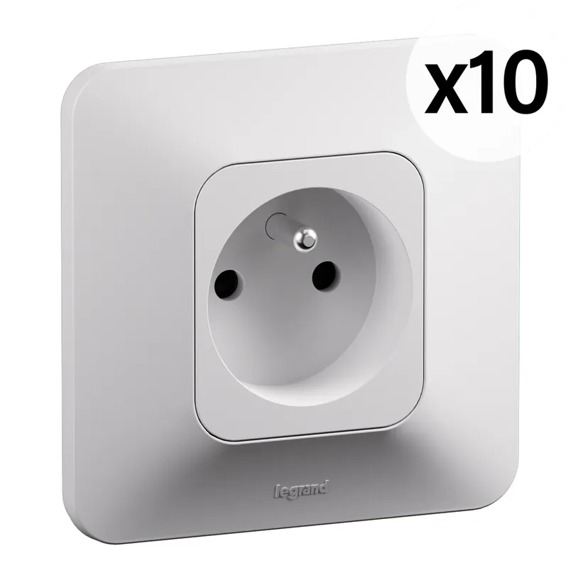 Prises électriques encastrables avec terre Blanc par 10 - Neptune LEGRAND Prix Réduit