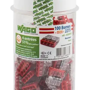 WAGO Pot de 100 mini bornes de connexion automatique 4 fils S2273 Usine Directe