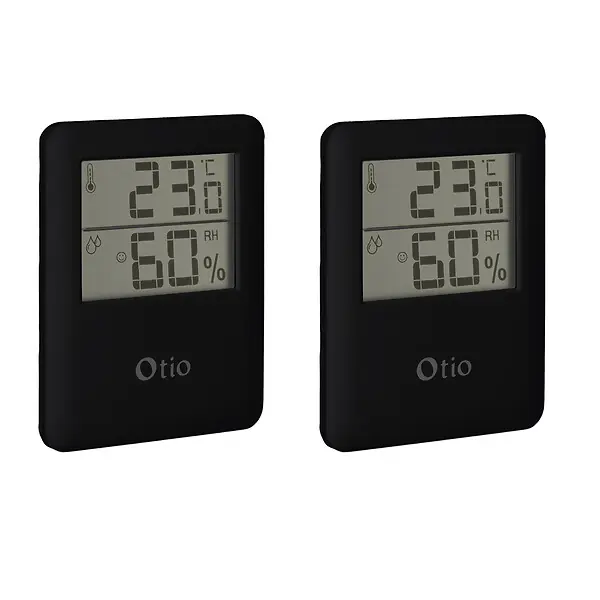 Acheter Direct Lot de 2 thermomètres hygromètres magnétiques LCD - Noir - Otio