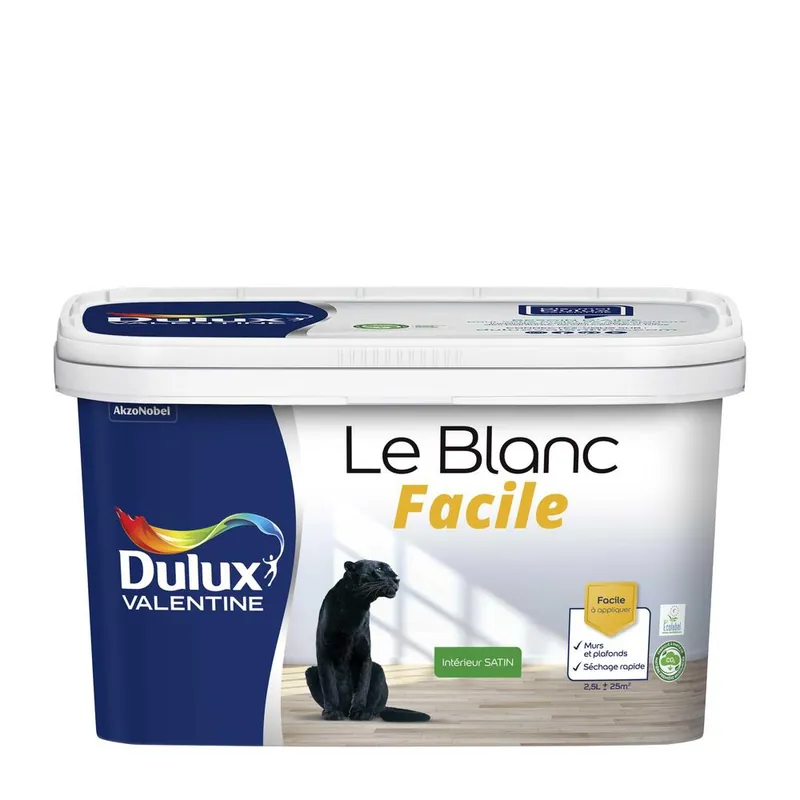 Peinture multi-supports blanc facile blanc base white satin 2,5L - DULUX VALENTINE Produit De Marque