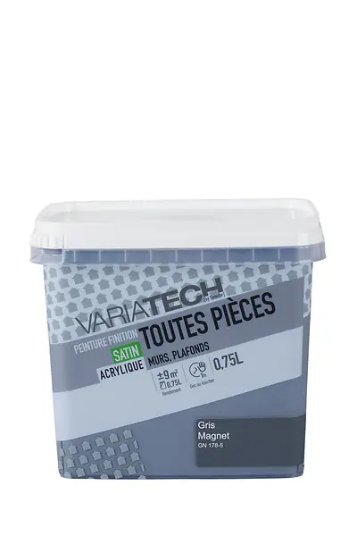 Haute Qualité Peinture murale satin - Gris magnétique - 0.75L VARIATECH