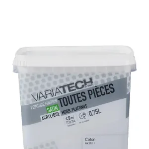 Peinture murale satinée - Coton - 0,75L VARIATECH Expédié Aujourd'hui