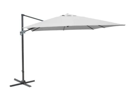 Jusqu'à Épuisement Des Stocks Parasol déporté 3 x 4 m à manivelle inclinable aluminium châssis gris et toile écru - PROLOISIRS
