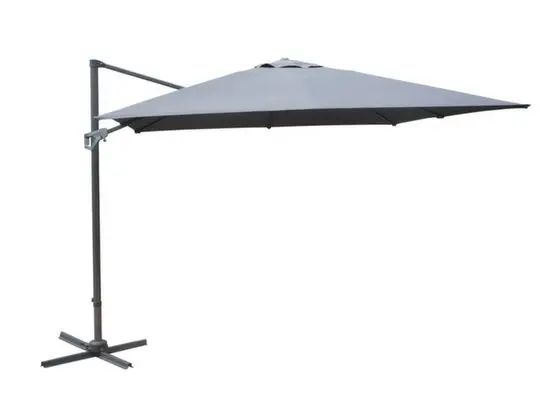Bon Marché Parasol déporté 3 x 4 m à manivelle inclinable aluminium châssis gris et toile gris - PROLOISIRS