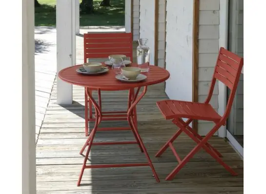 Table de jardin pliante GUERIDON aluminium terra ø 80 cm, Livraison à domicile incluse - PROLOISIRS Promotion