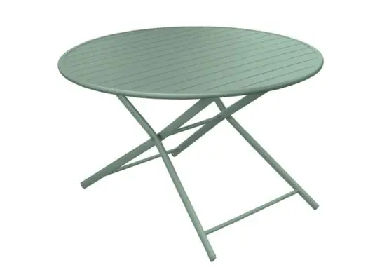 Prix Choc Table de jardin pliante GUERIDON aluminium amande ø 120 cm, Livraison à domicile incluse - PROLOISIRS