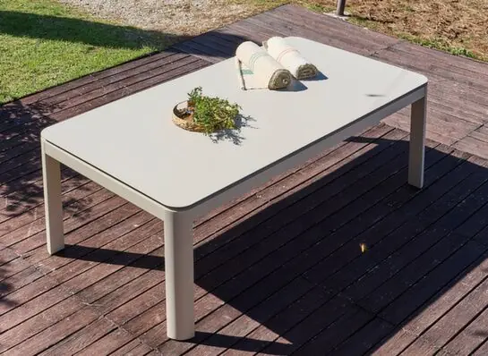 Table de jardin à rallonge DARIUS aluminium crème 230/350 x 120 cm, Livraison à domicile incluse - PROLOISIRS Offre Du Jour