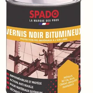Acheter Direct Vernis noir bitumineux 1L - Antirouille - Extérieur SPADO