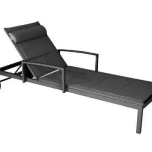 Bain de soleil NINA aluminium avec accoudoir + roues graphite chevron, Livraison à domicile incluse - PROLOISIRS Meilleure Vente