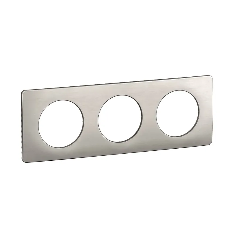 Bon Marché Plaque de finition 3 postes Aluminium satiné - Céliane LEGRAND