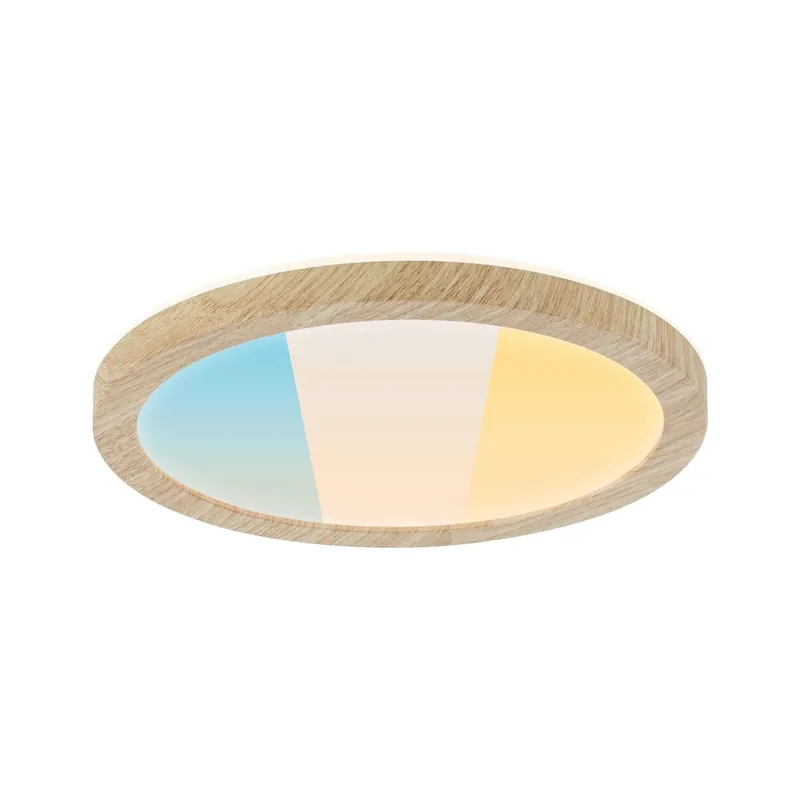 Plafonnier LED salle de bain IP44 1100 lumens lumière blanc variable Ø19cm Bois - Atria Shine PAULMANN Offre Du Jour