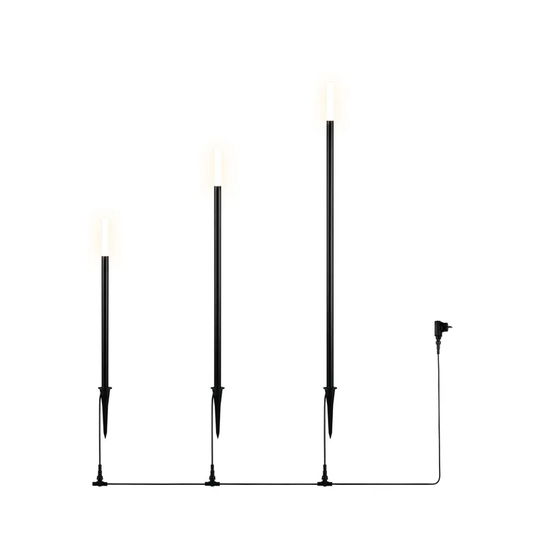 Expédié Aujourd'hui Bornes extérieur à piquer sur secteur 3 hauteurs LED blanc chaud IP44 par 3 - Stick REALITY
