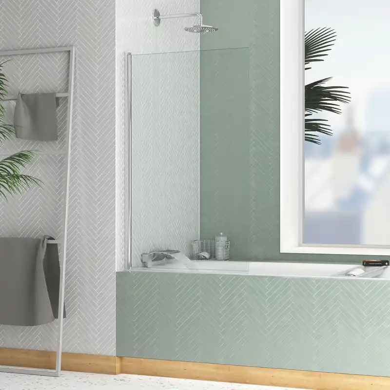 Affaire À Saisir Pare-baignoire rabattable 120x70 cm profilé chrome verre transparent Essentiel - AURLANE