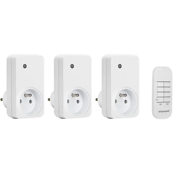 Marque Kit 3 prises commandées avec télécommande - 1000W - 30m SMARTWARES