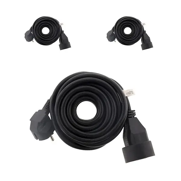 Offre Limitée Lot de 3 prolongateurs 16A 2P+T HO5VV-F 3G1,5mm² - Noir 5m - Zenitech
