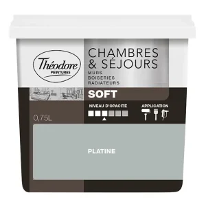 Achat Immédiat Peinture murale MG Soft - Platine - 0,75L THEODORE PEINTURES