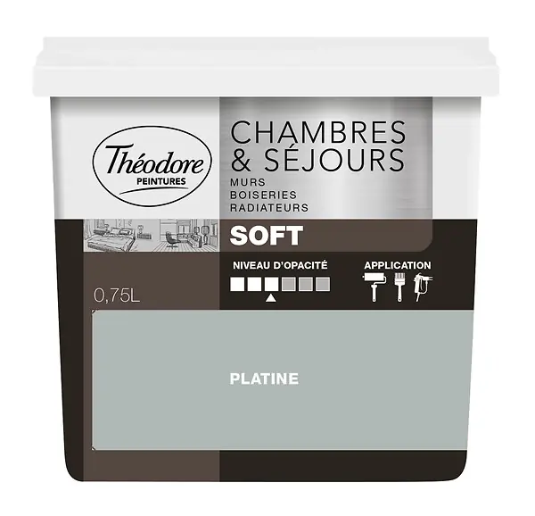 Achat Immédiat Peinture murale MG Soft - Platine - 0,75L THEODORE PEINTURES