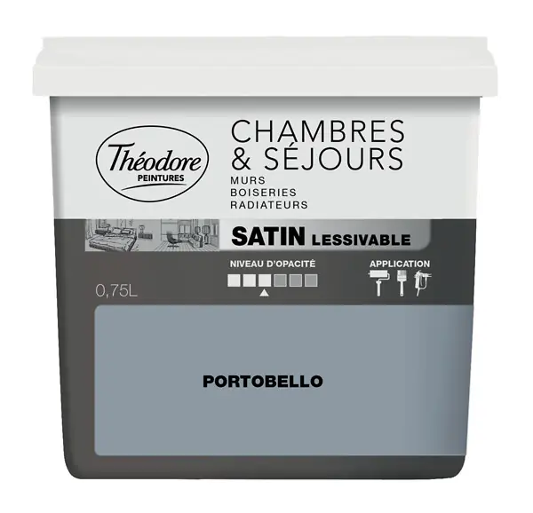 Peinture acrylique Chambres & Sejours - Satin - 750ml - Portobello THEODORE PEINTURES Offre Du Jour