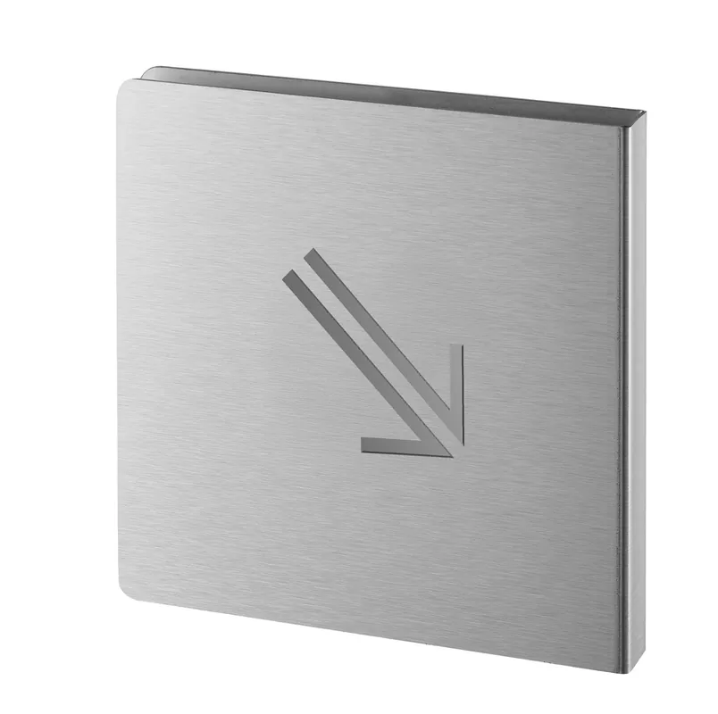Commander Vite Plaque signalétique Fléche 45 bas droite 120 x 120 mm inox brossé THIRARD