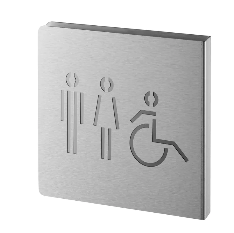 Top Vente Plaque signalétique Wc homme femme handicapé 120 x 120 mm inox brossé THIRARD