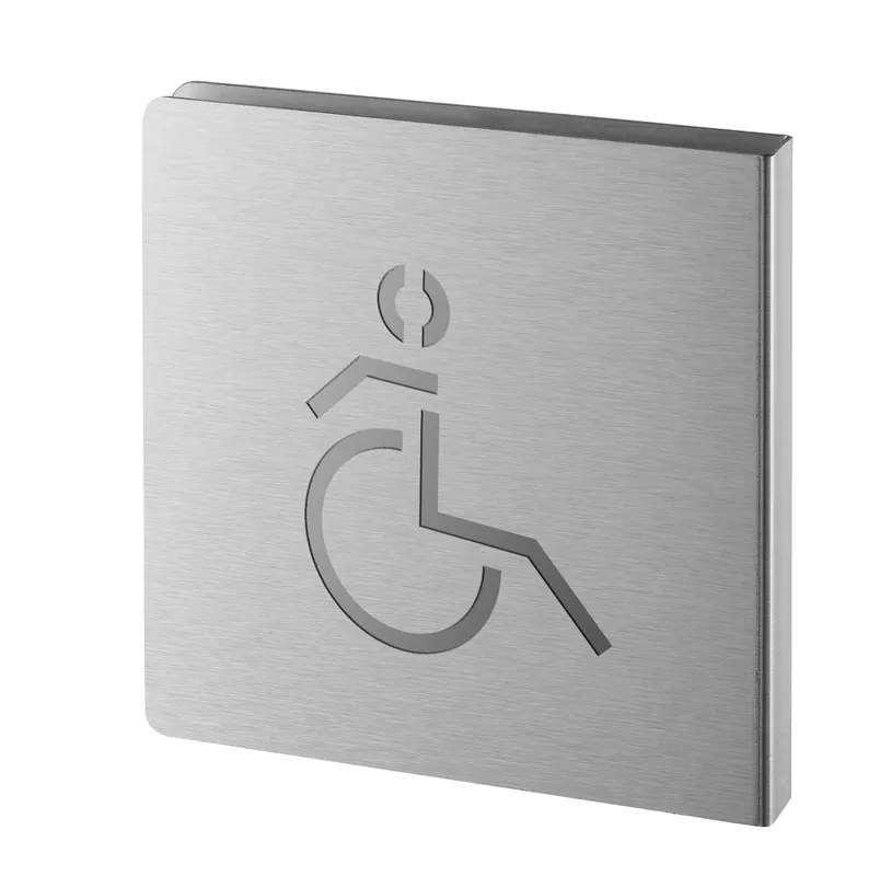 Nouveauté Plaque signalétique Wc handicapé 120 x 120 mm inox brosséTHIRARD