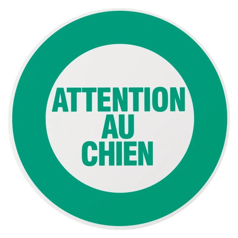Meilleur Prix Plaque signalétique adhésive Attention au chien diamètre 180 mm THIRARD
