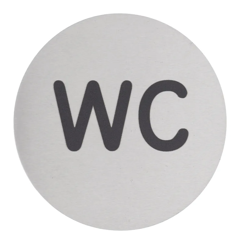 Dernière Chance Plaque signalétique adhésive Wc diamètre 80 mm aluminium brossé THIRARD