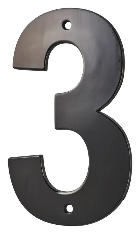 Chiffre 3 à visser hauteur 80 mm noir THIRARD Authentique
