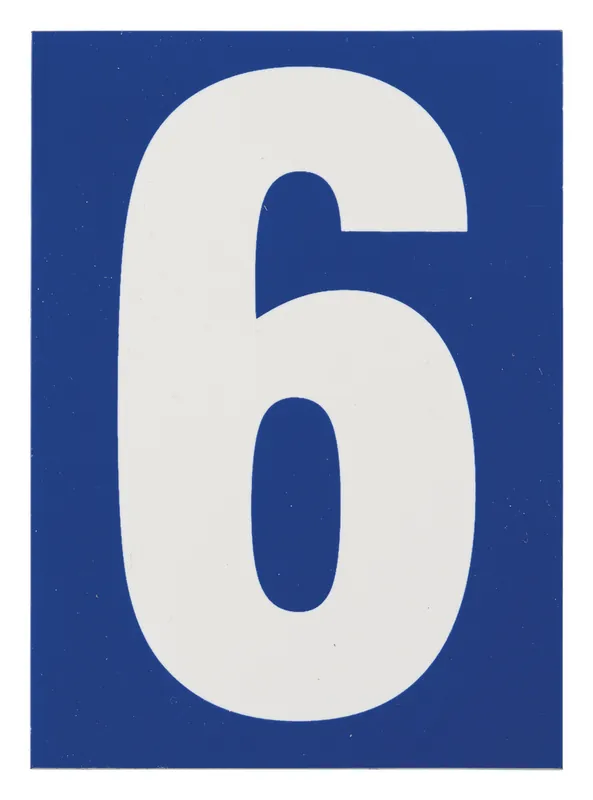 Nouvelle Collection Plaque chiffre 6 adhésive 65 x 90 mm fond bleuTHIRARD