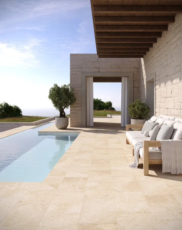 Carrelage de sol extérieur beige bord naturel 40 x 60 cm paquet de 1,2 m² HERBERIA Promotion