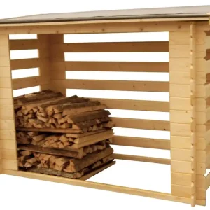 Abri range-bûches fermé en madriers grand volume 4 stères de bois 1,90 m², Livraison à domicile incluse - HABRITA Meilleur Prix