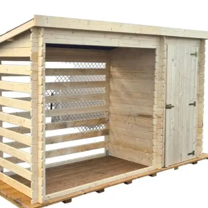 Abri bûches mono pente en madriers bois massif sans plancher 3,05 m², Livraison à domicile incluse - HABRITA Super Prix