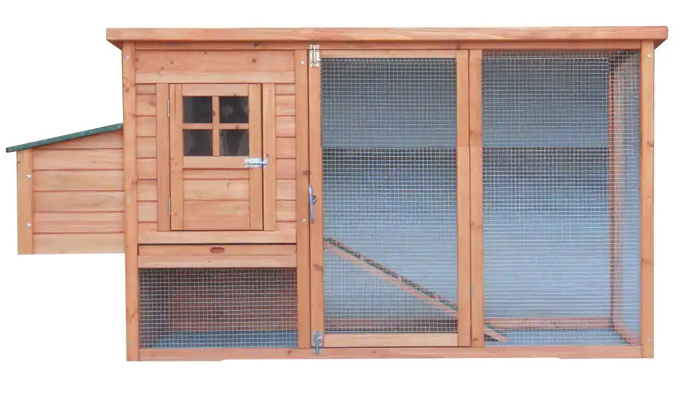 Poulailler en bois teinté clair avec toit bitumé 1 pente 1,50 m², Livraison à domicile incluse - HABRITA Pas Cher