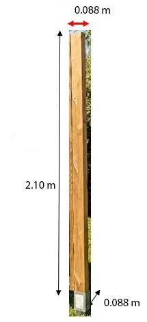 Offre Spéciale Poteau pour panneau brise vue persienne avec ventelles mobiles en bois traité L 8,8 x l 8,8 x h 210 cm, Livraison à domicile incluse - HABRITA