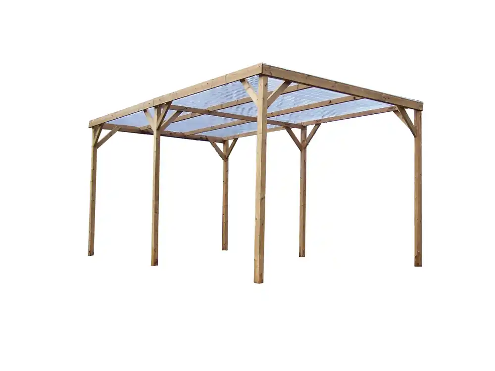 Pergola autoportante en bois traité thermachauffé toit plat L 5,02 x l 3,02 x h 2,41 m, Livraison à domicile incluse - HABRITA Meilleur Choix