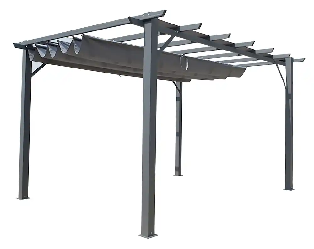 Prix Réduit Pergola autoportante manuelle aluminium gris 12 m², Livraison à domicile incluse - HABRITA