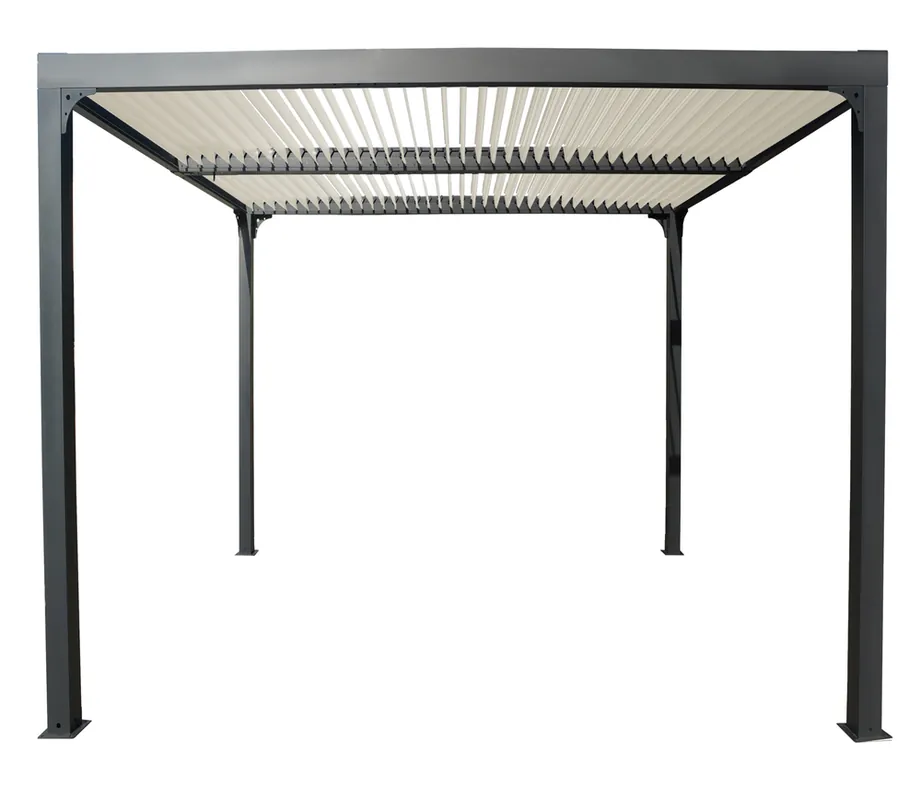 Pergola bioclimatique autoportante en aluminium PER3630BIW gris 10,8 m², Livraison à domicile incluse - HABRITA Offre Spéciale